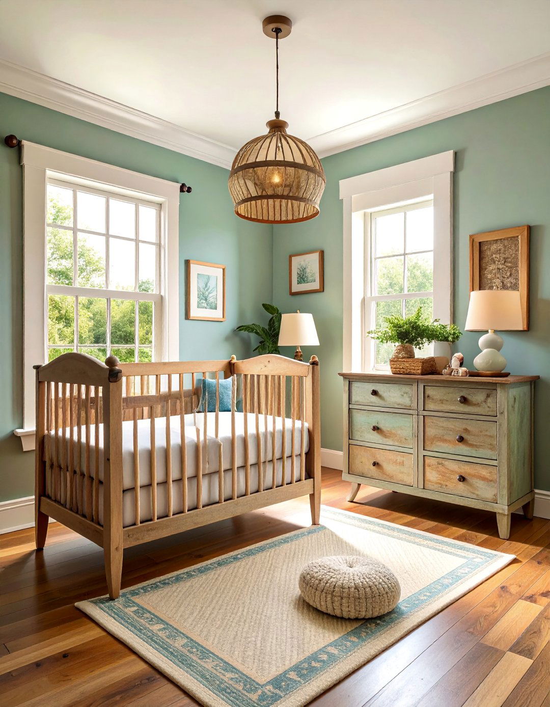 Farmhouse Nursery with Vintage Window Frame Decor - 25 Farmhouse Nursery Ideas