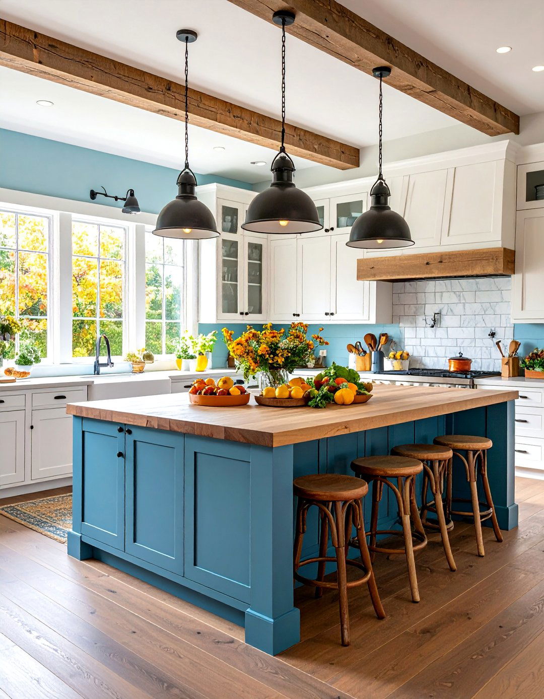 Farmhouse Open Kitchen with Shiplap Peninsula - 25 Open Kitchen Living Room Ideas
