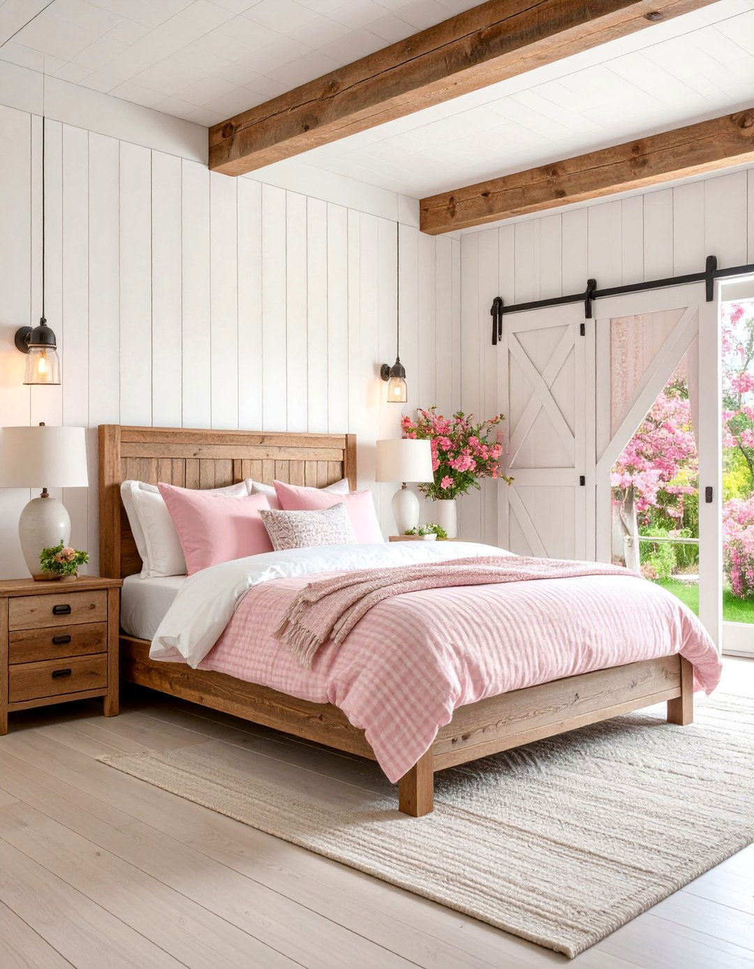 Farmhouse Pink and White Bedroom Style - 25 Pink and White Bedroom Ideas