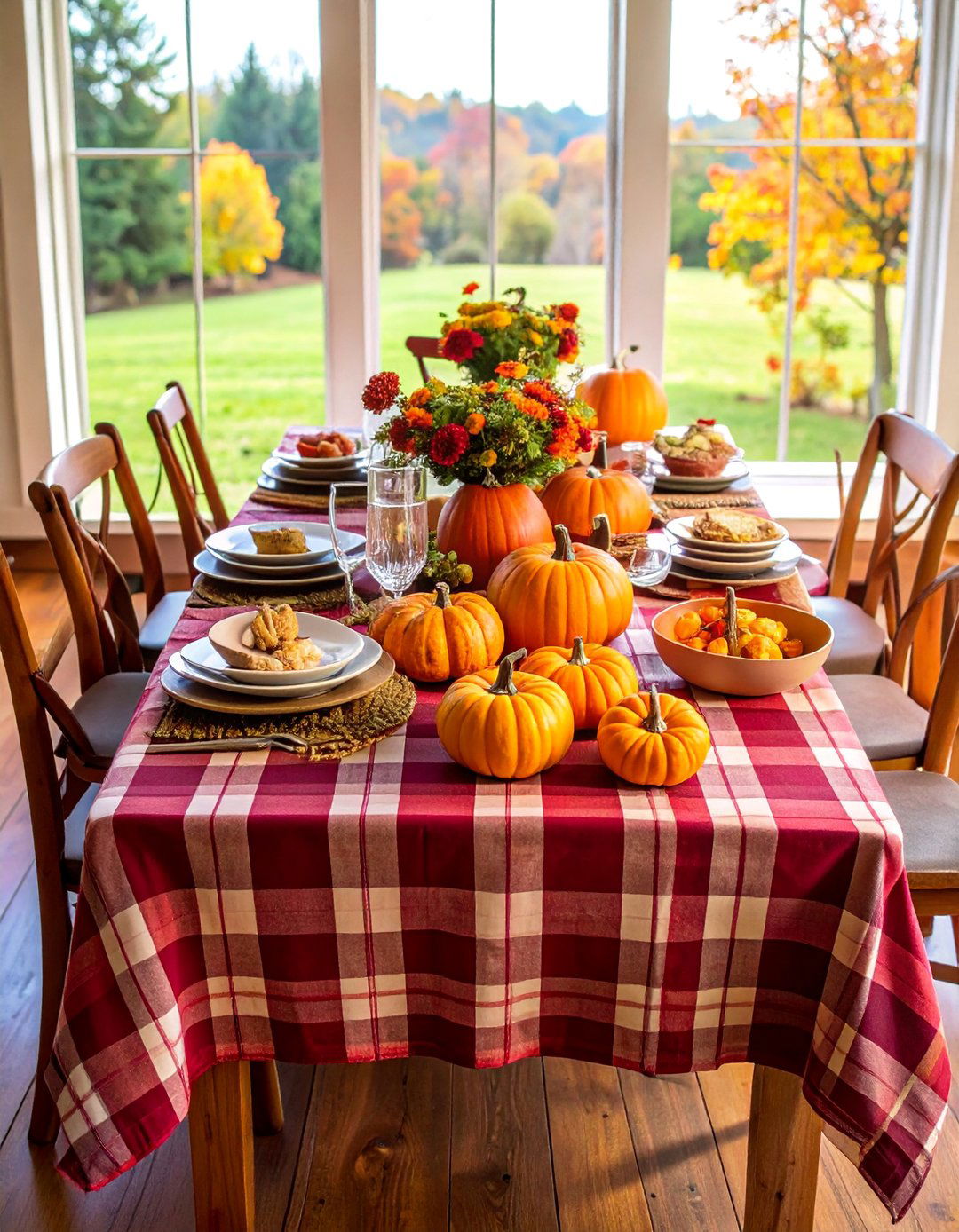 Farmhouse Plaid Table Setting - 25 Thanksgiving Decor Ideas