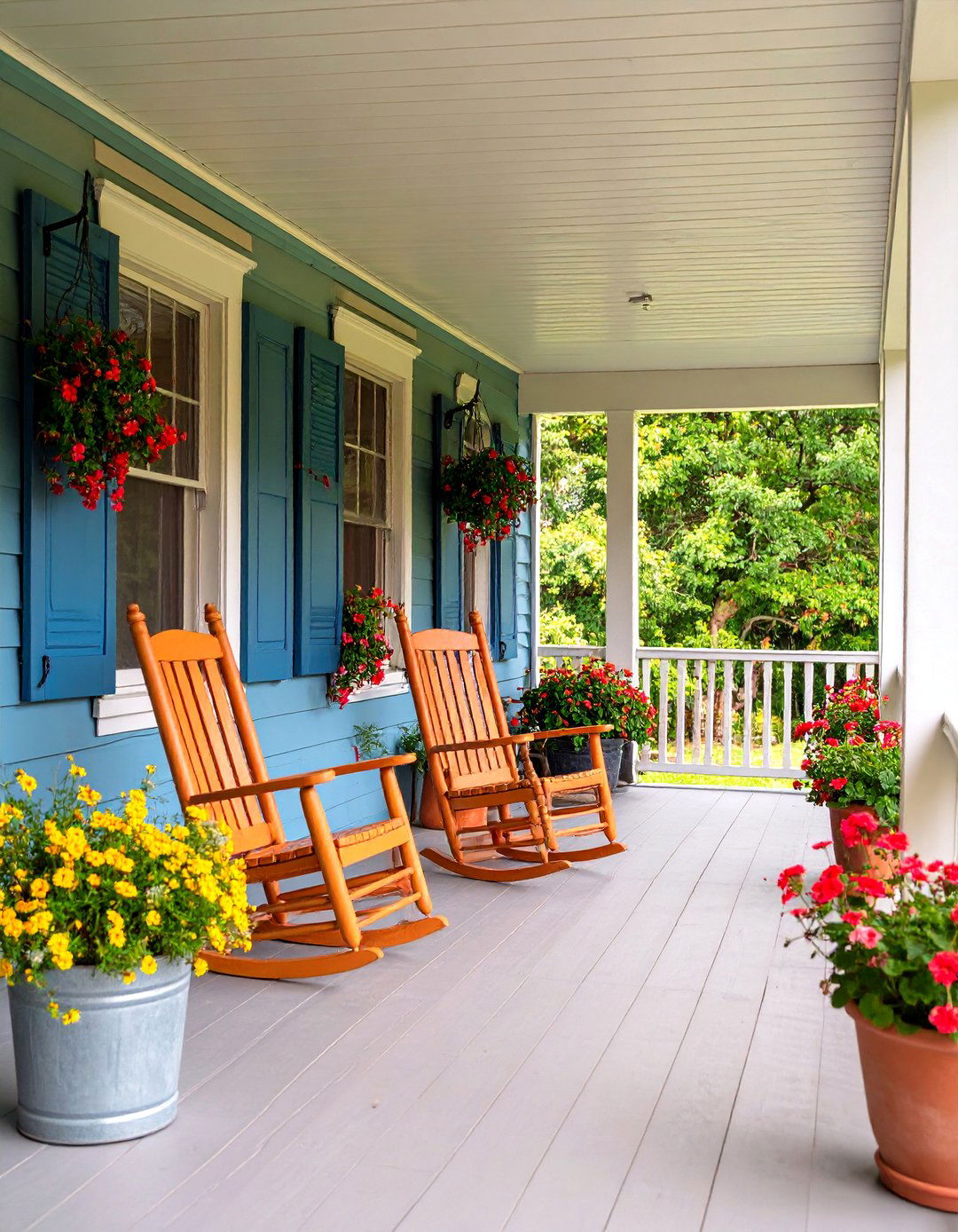 Farmhouse Porch with Rustic Wooden Elements