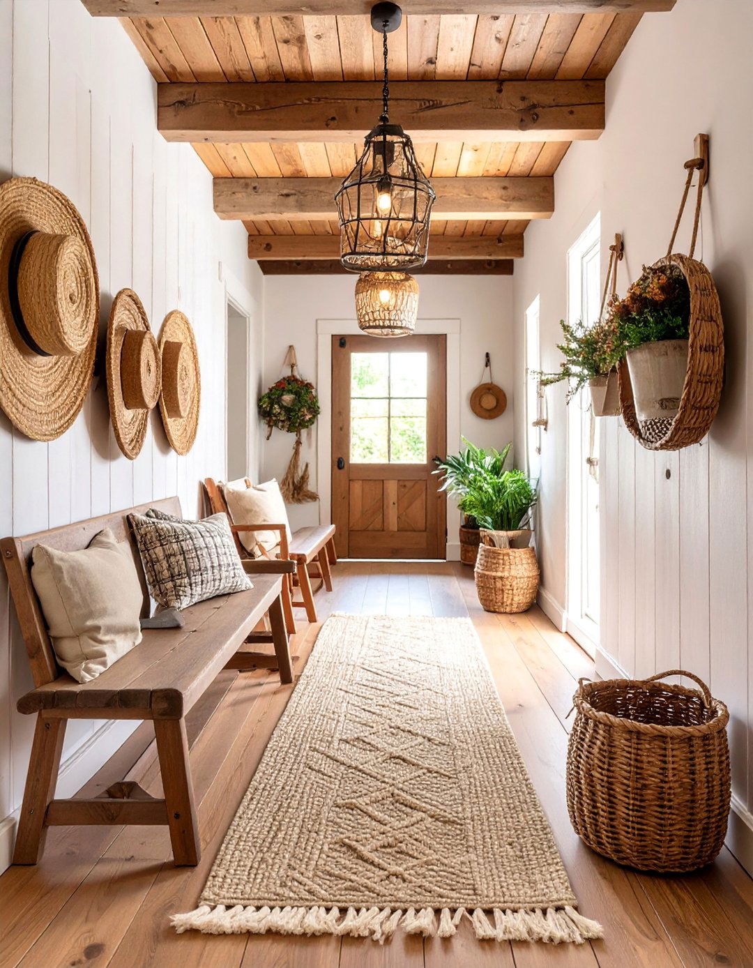 Farmhouse Rustic Hallway with Reclaimed Materials - 25 Narrow Hallway Ideas