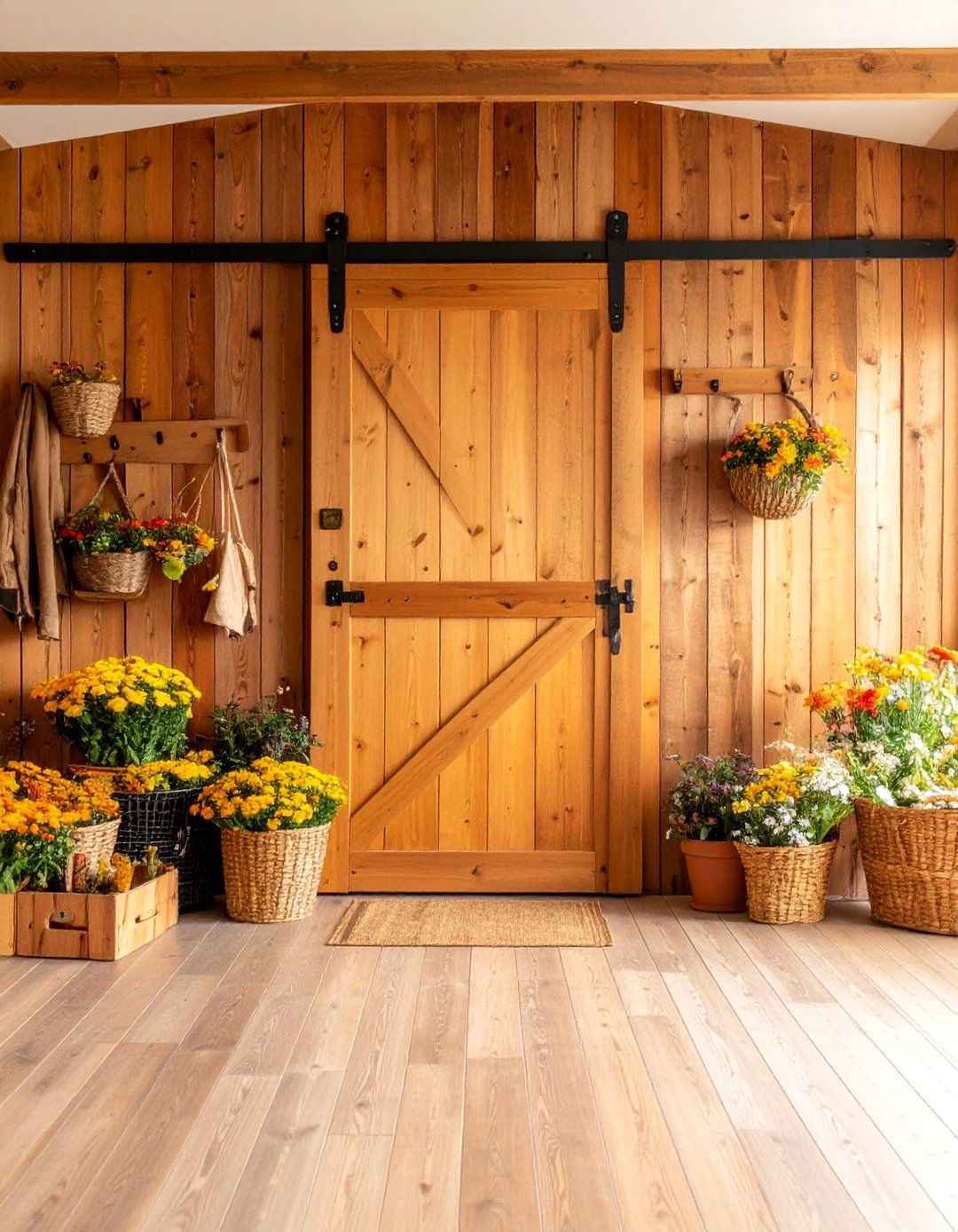 Farmhouse Shiplap Coat Closet with Barn Door - 25 Coat Closet Ideas
