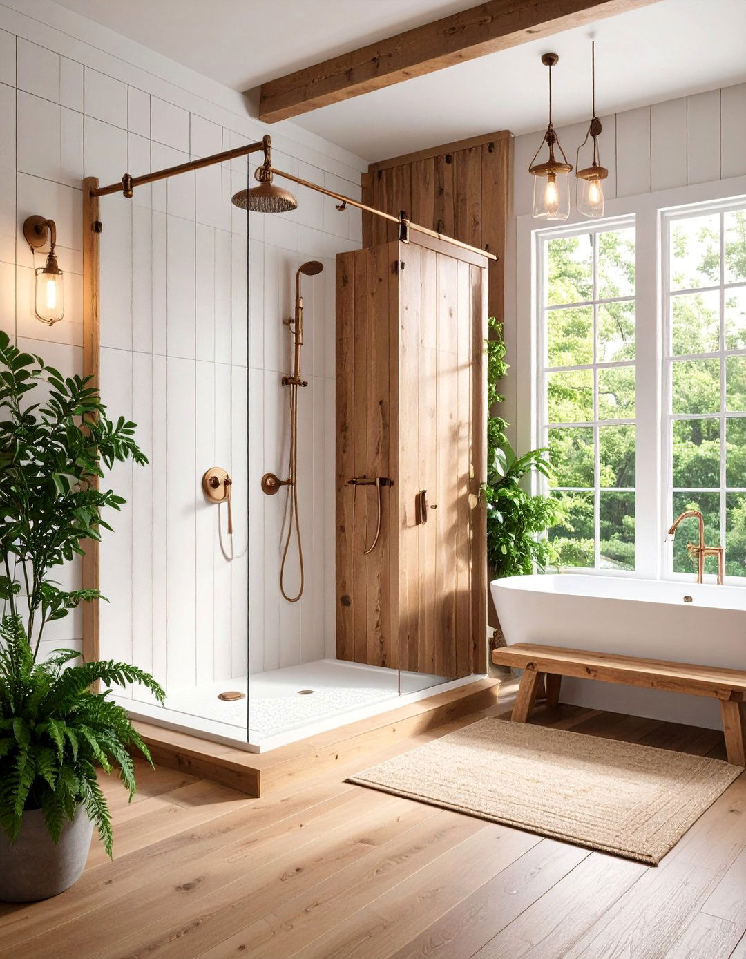 Farmhouse Shiplap Double Shower Stall - 25 Double Shower Ideas