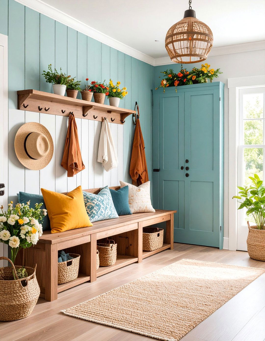 Farmhouse Shiplap Mudroom with Built In Bench - 25 Mud Room Ideas