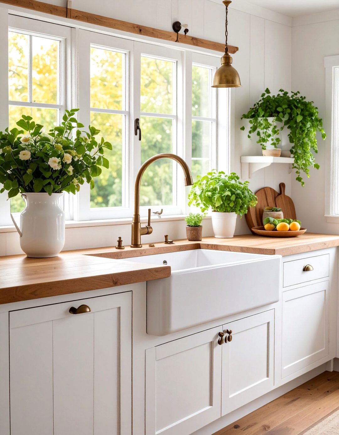 Farmhouse Sink with Vintage Style Faucets - 25 Farmhouse Decor Ideas