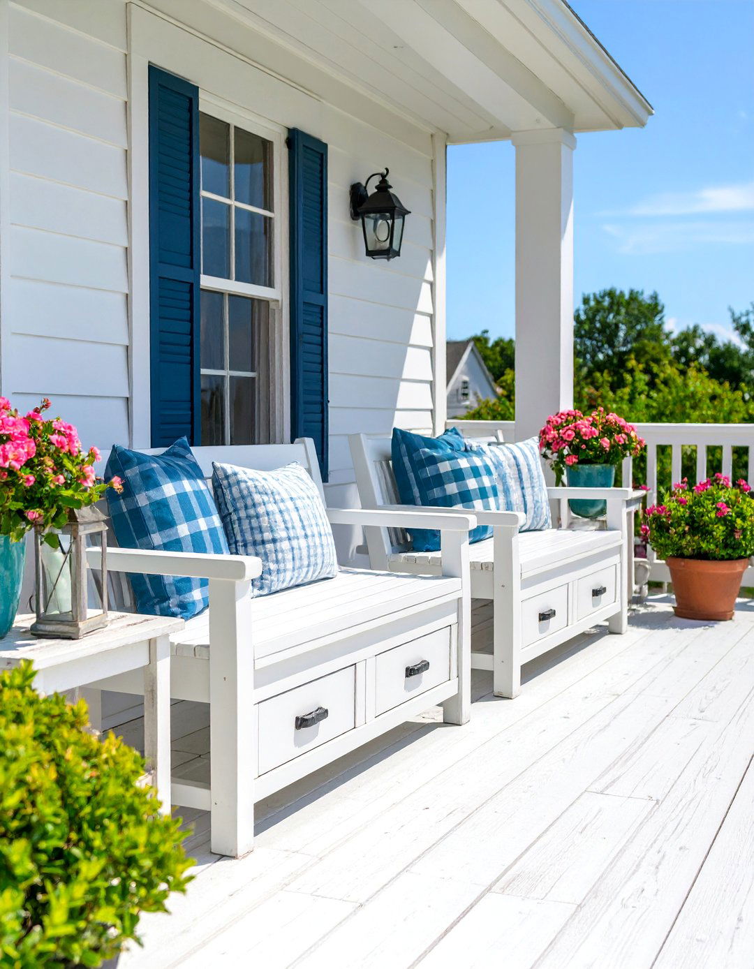 Farmhouse Storage Bench Collection - 25 Deck Furniture Ideas