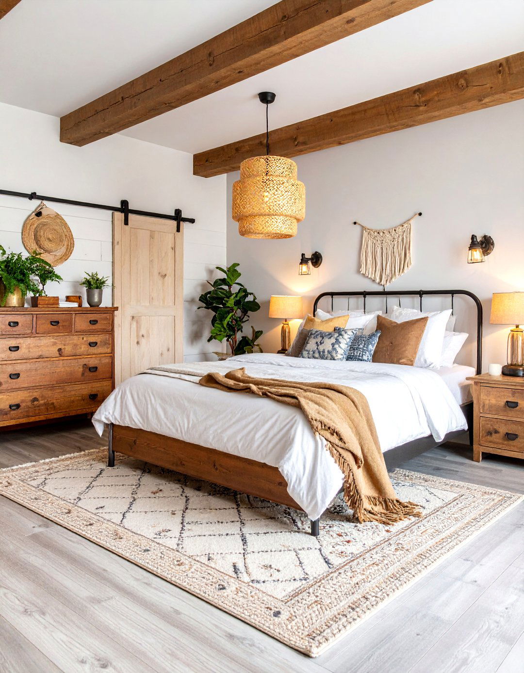 Farmhouse Style Basement Bedroom with Shiplap Accents - 25 Basement Bedroom Ideas