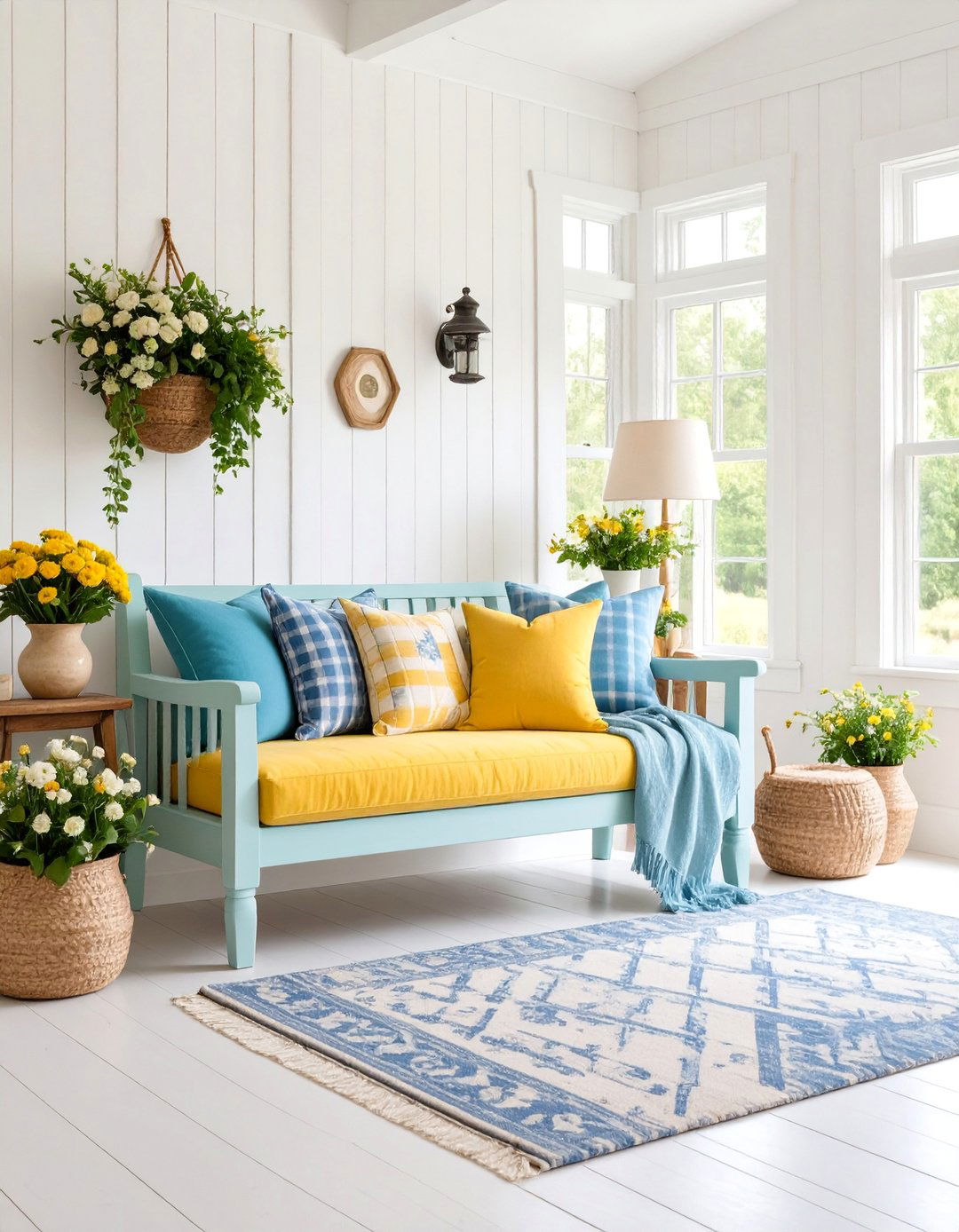 Farmhouse Style Bench with Shiplap Backing - 25 Fireplace Bench Ideas