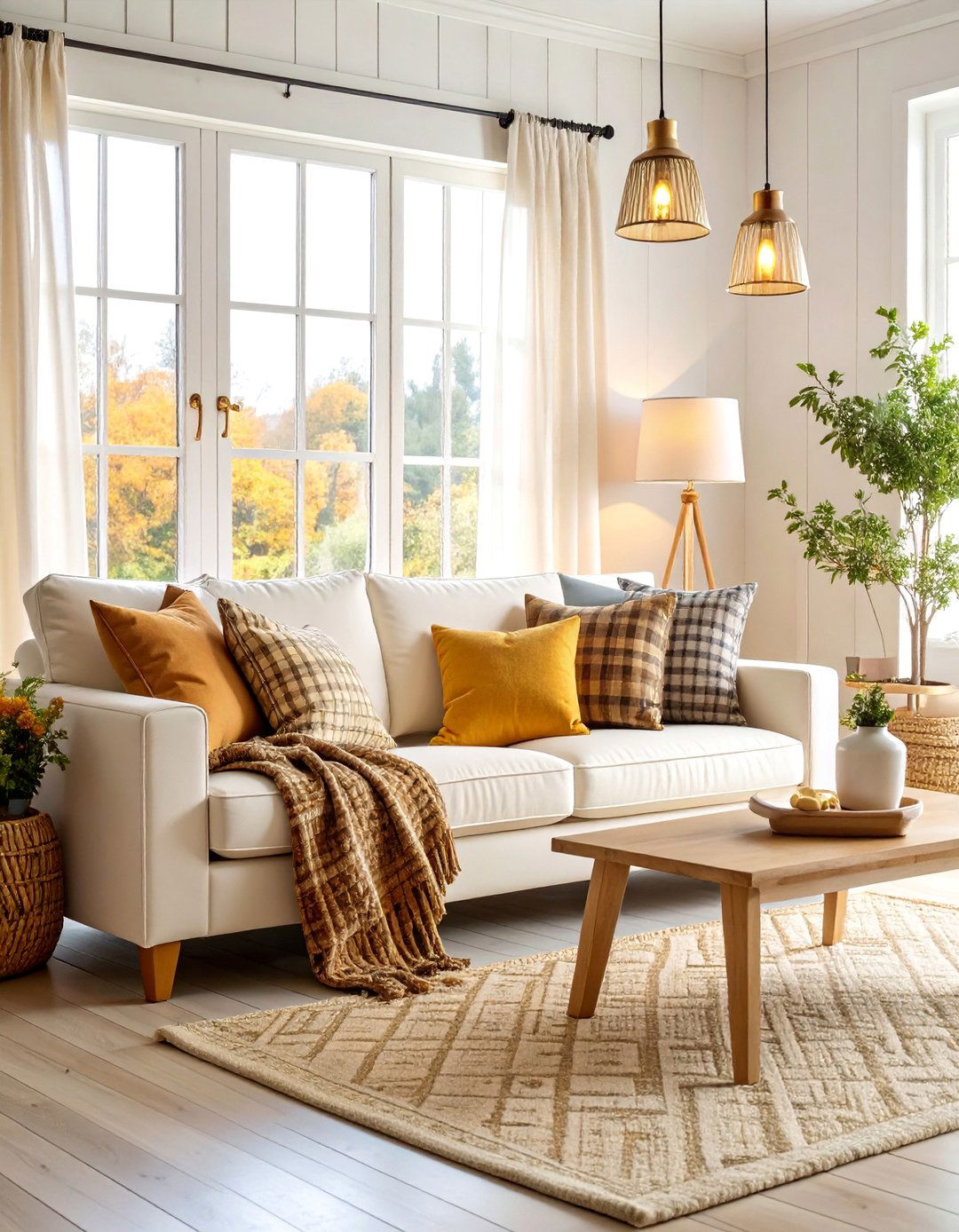 Farmhouse Style Cream and Gold Living Room - 25 Cream and Gold Living Room Ideas