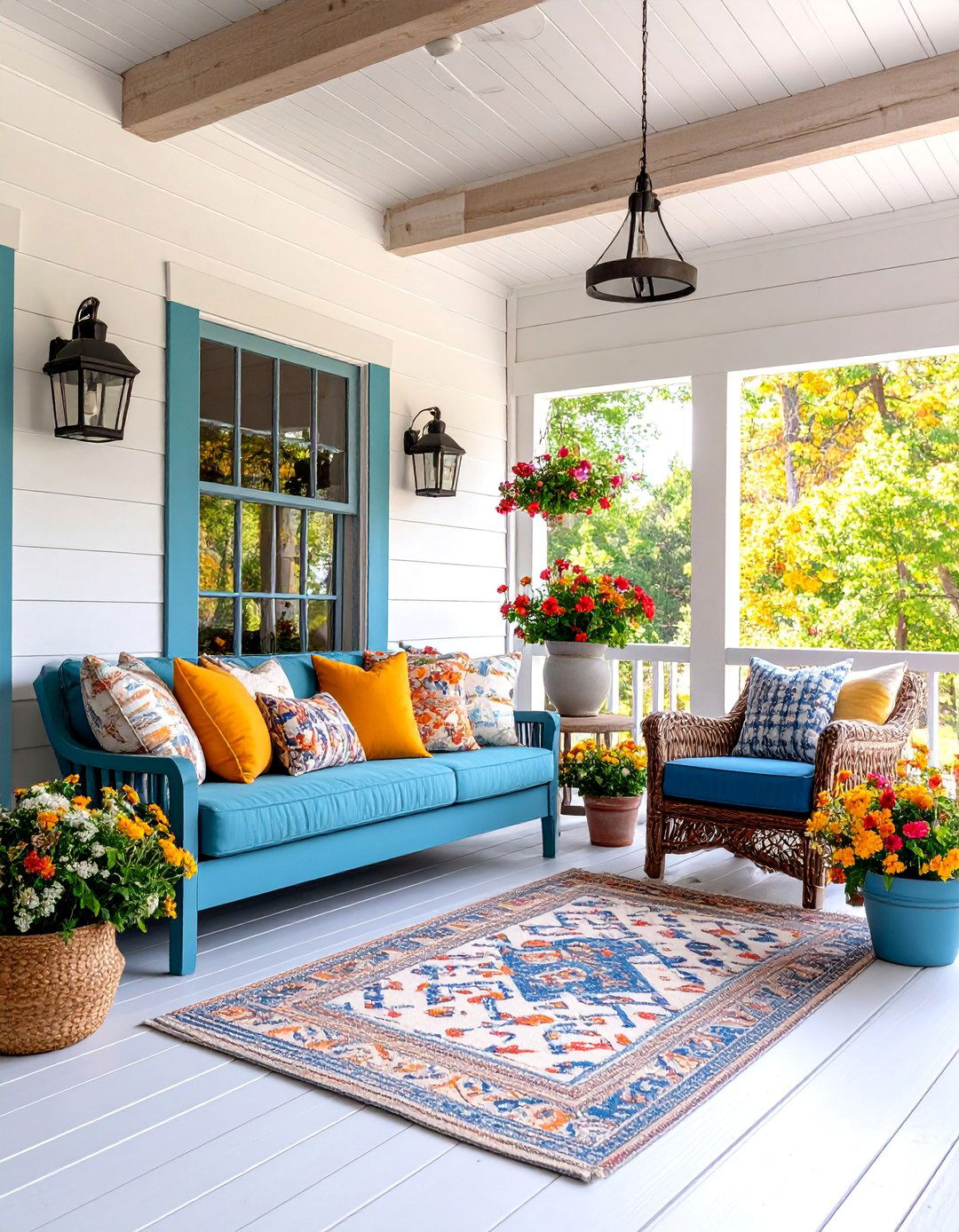 Farmhouse Style Enclosed Porch with Shiplap Walls - 25 Enclosed Porch Ideas