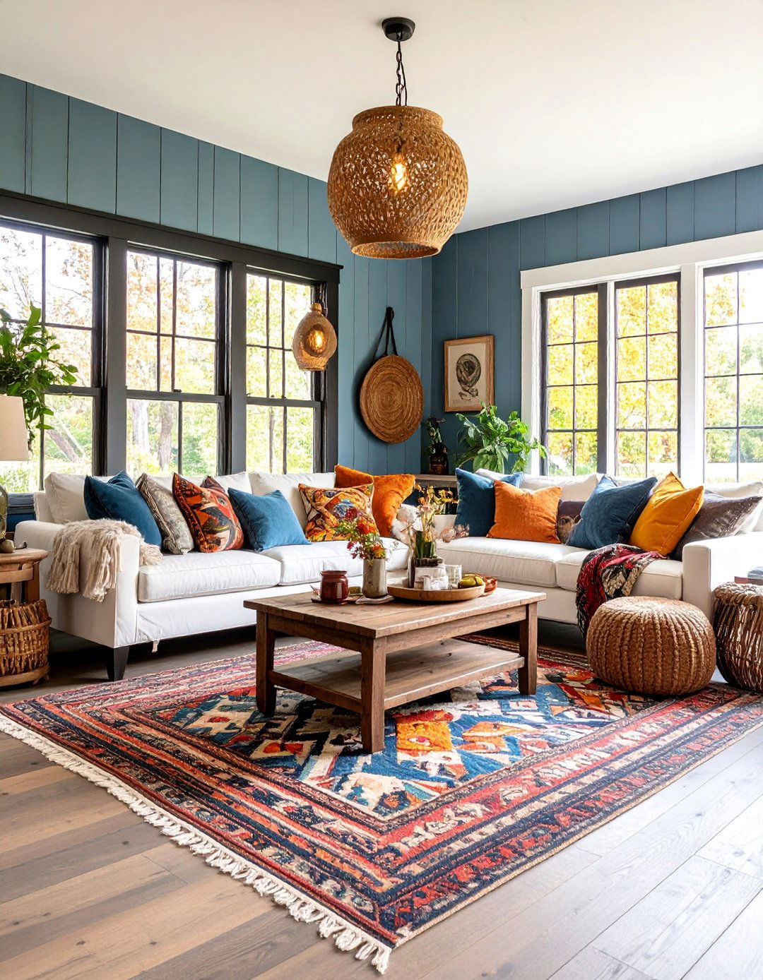Farmhouse Style Living Room with Grey Walls and Black Trim - 25 Living Room With Grey Walls and Black Trim
