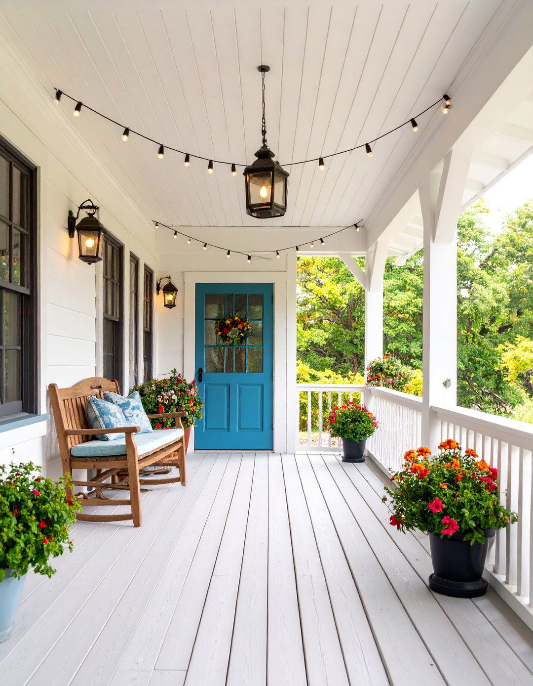 Farmhouse Style Porch with Shiplap Accents - 25 Raised Ranch Front Porch Ideas