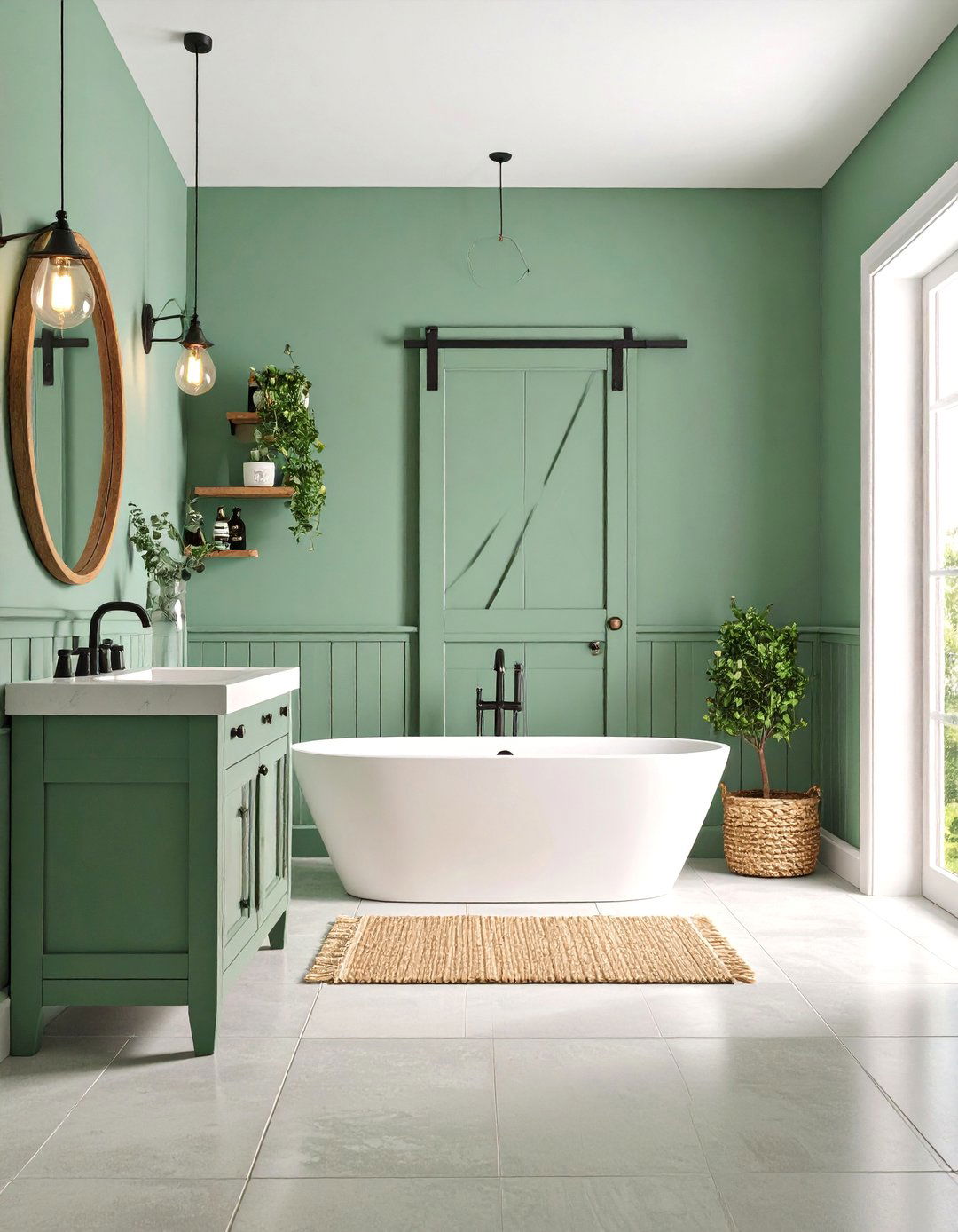 Farmhouse Style Sage Green Bathroom - 25 Sage Green Bathroom Ideas
