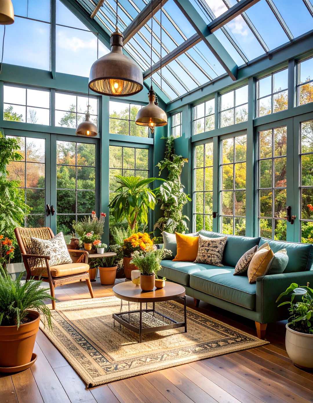 Farmhouse Sunroom with Mixed Metal Finishes - 25 Farmhouse Sunroom Ideas