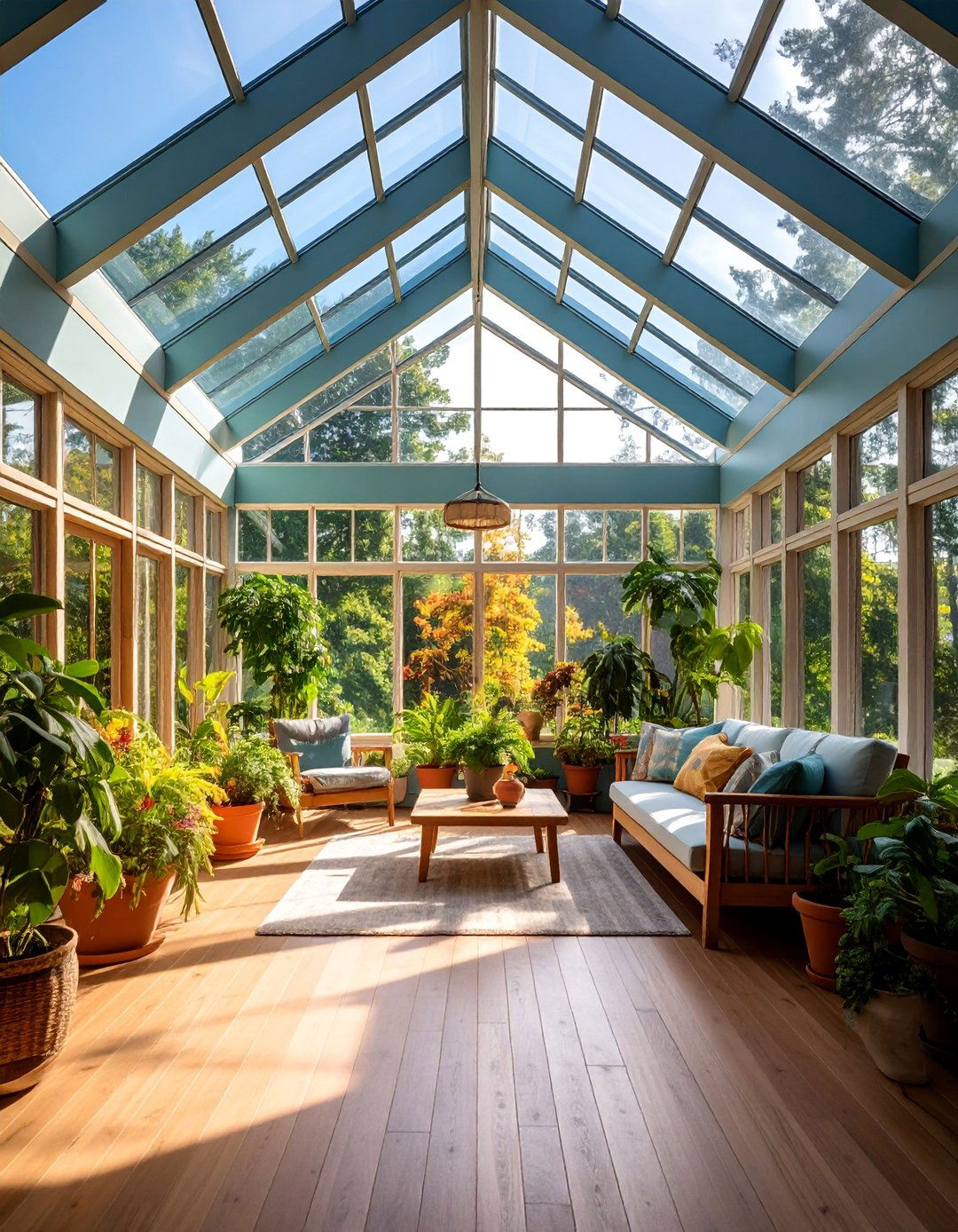 Farmhouse Sunroom with Skylights and Natural Lighting - 25 Farmhouse Sunroom Ideas