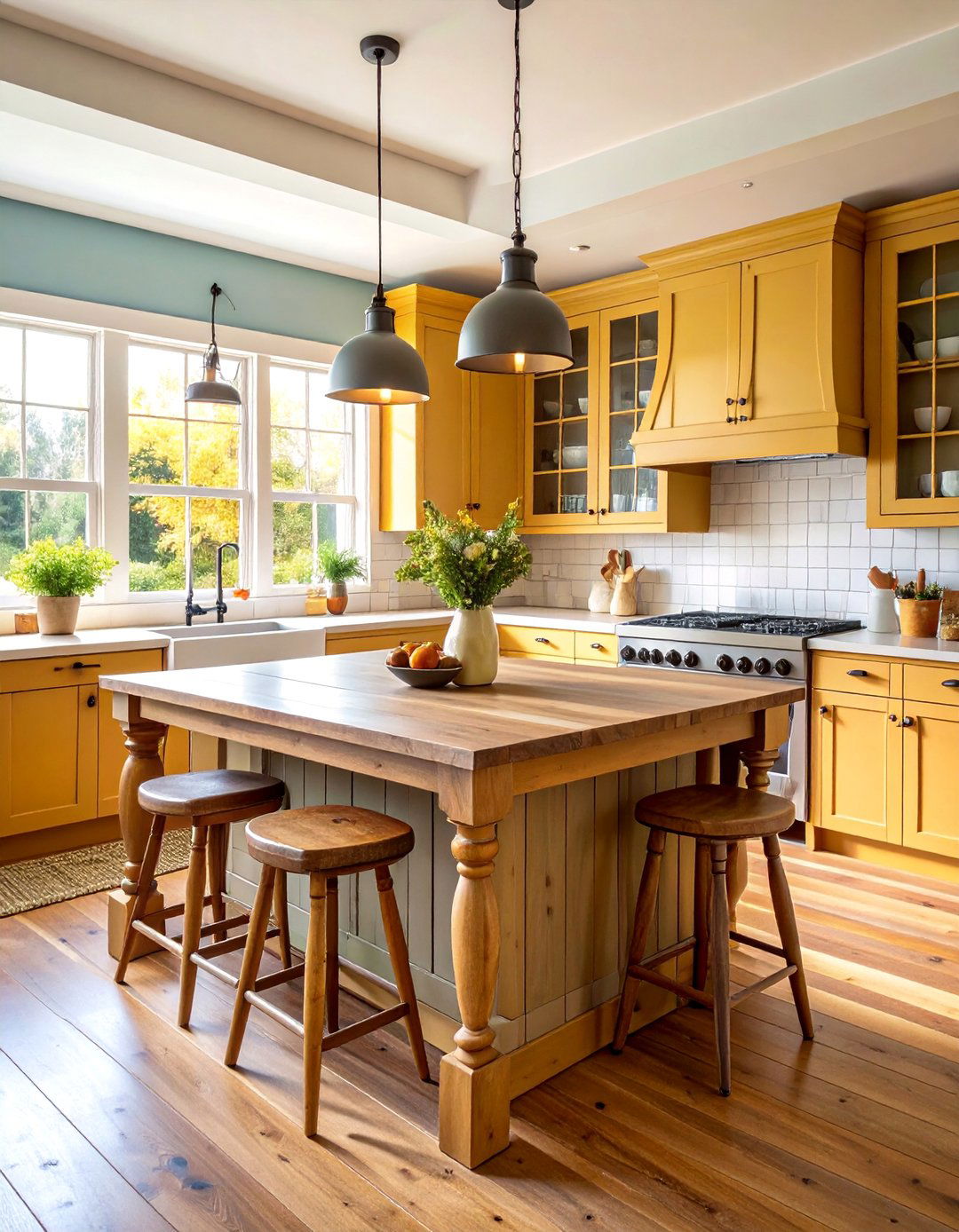 Farmhouse Table Island Country Kitchen - 25 Country Kitchen Ideas