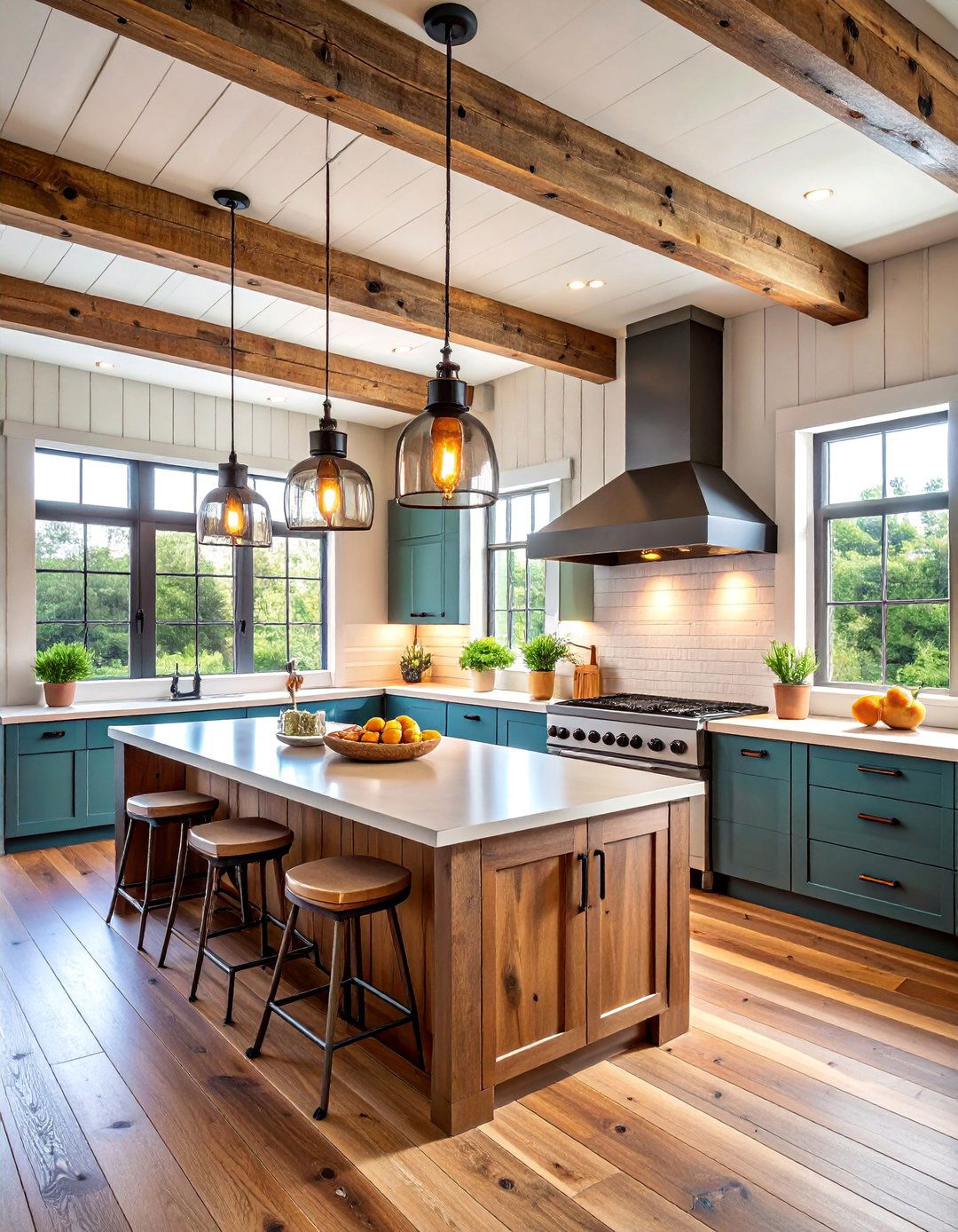 Farmhouse Track Lighting with Wood and Metal Accents - 25 Kitchen Track Lighting Ideas