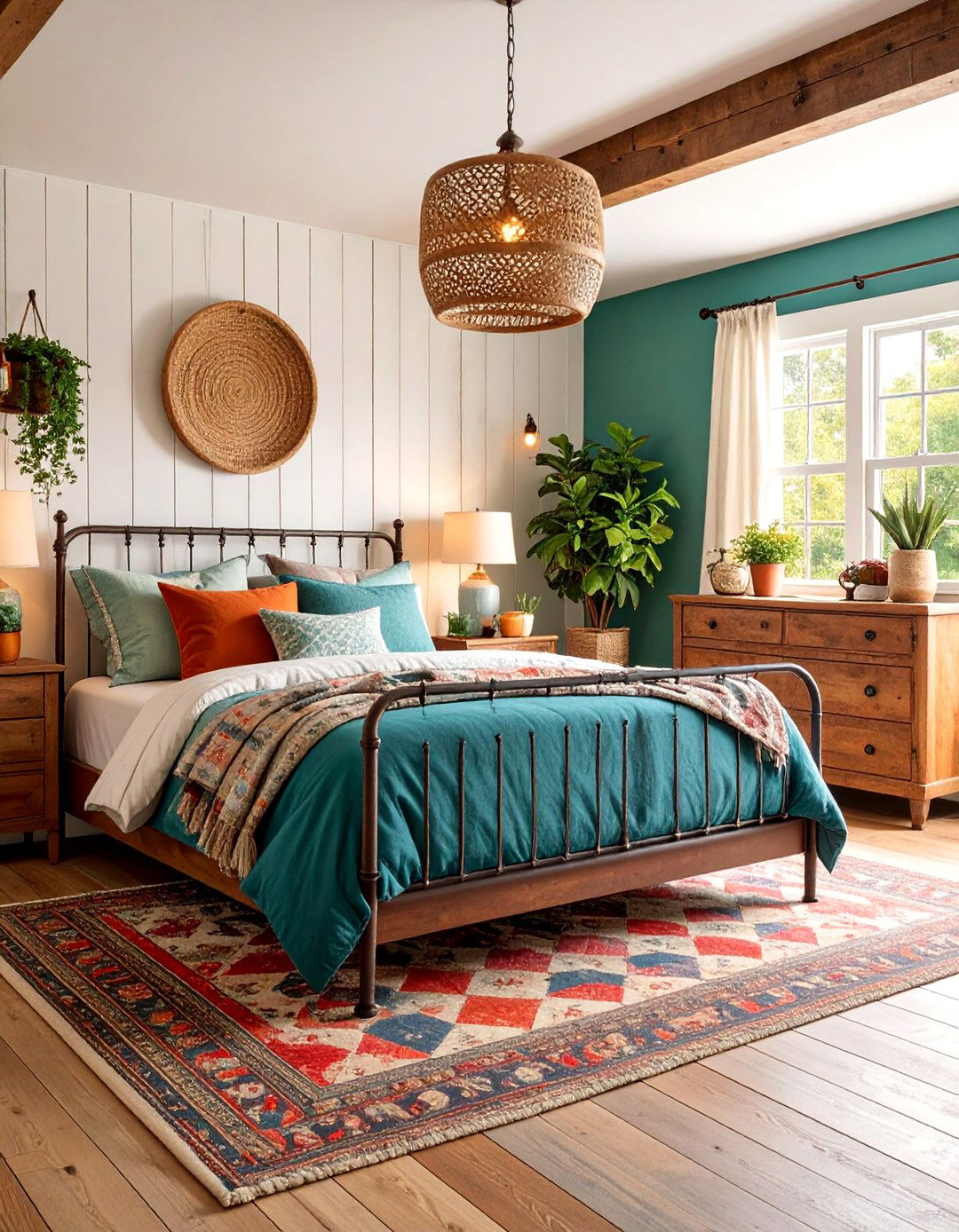Farmhouse Vintage Bedroom with Shiplap Feature Wall - 25 Dreamy Bedroom Design Ideas