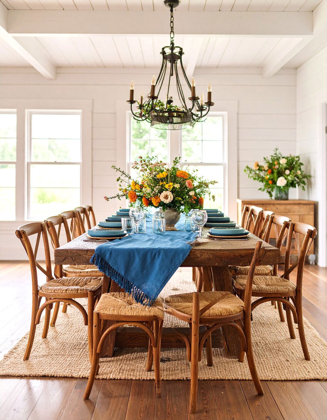 Farmhouse Vintage Dining Room with Reclaimed Wood Table - 25 Vintage Dining Room Ideas