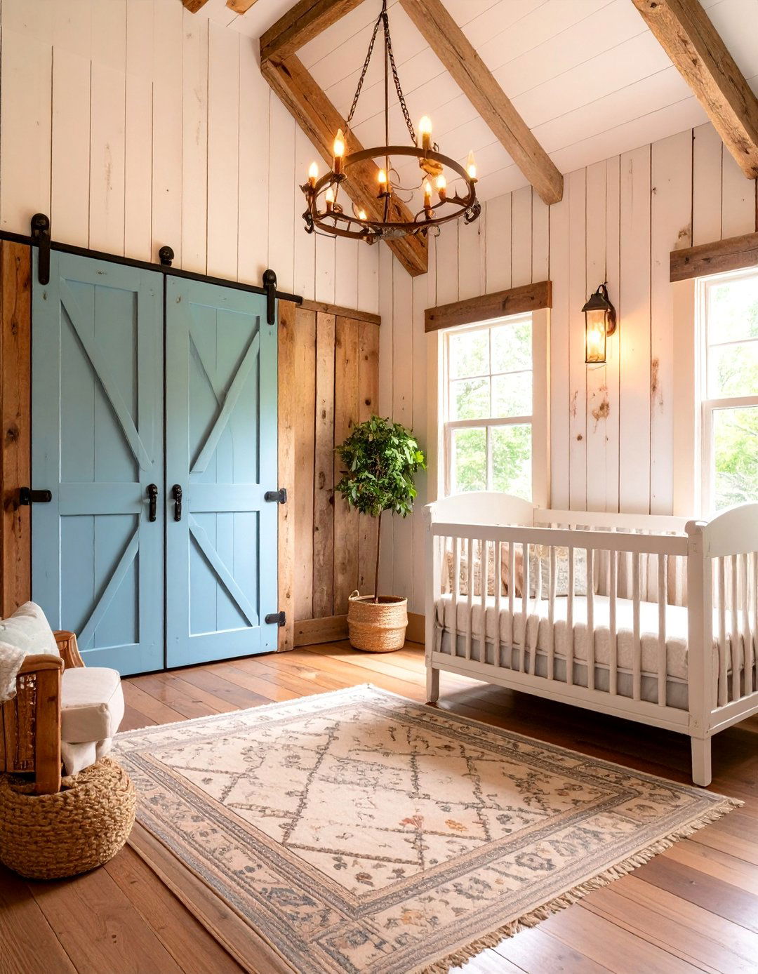 Farmhouse Vintage Nursery with Reclaimed Wood - 25 Vintage Nursery Ideas