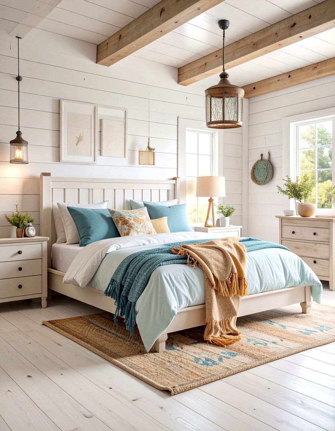 Farmhouse White Shiplap Bedroom - 25 White Bedroom Ideas