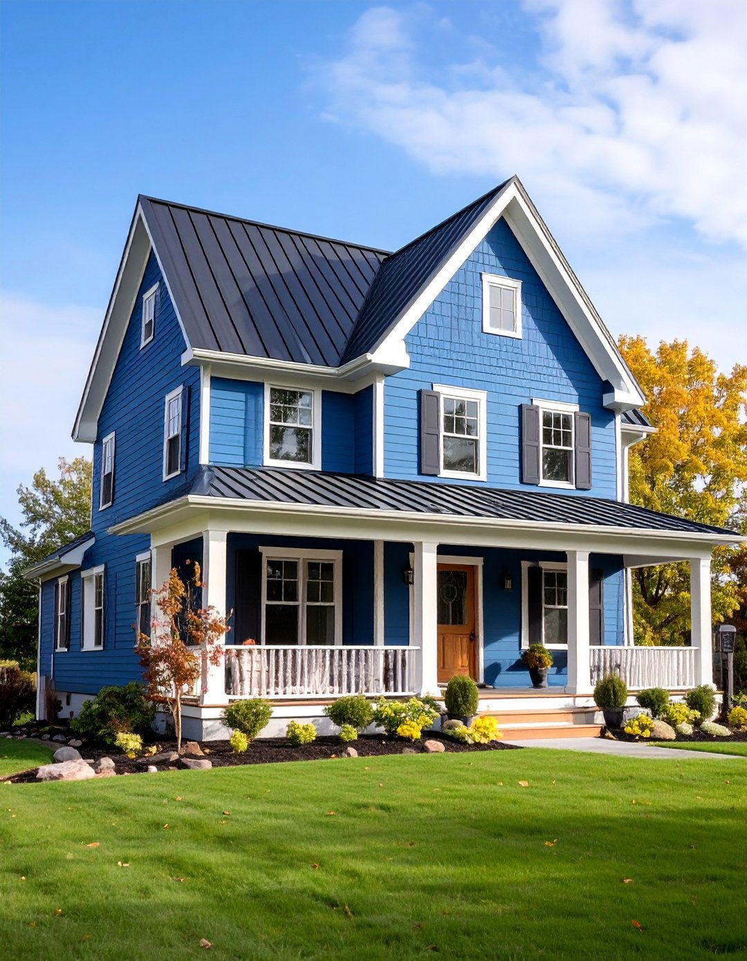 Farmhouse with Contrasting Trim Colors - 25 Modern Farmhouse Exterior