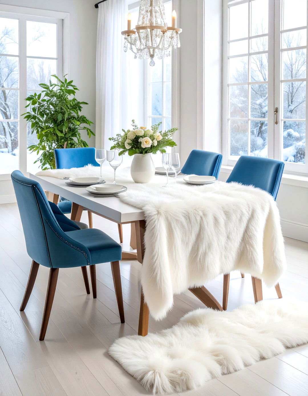 Faux Fur Table Runner for Winter Warmth - 25 Table Runner Ideas
