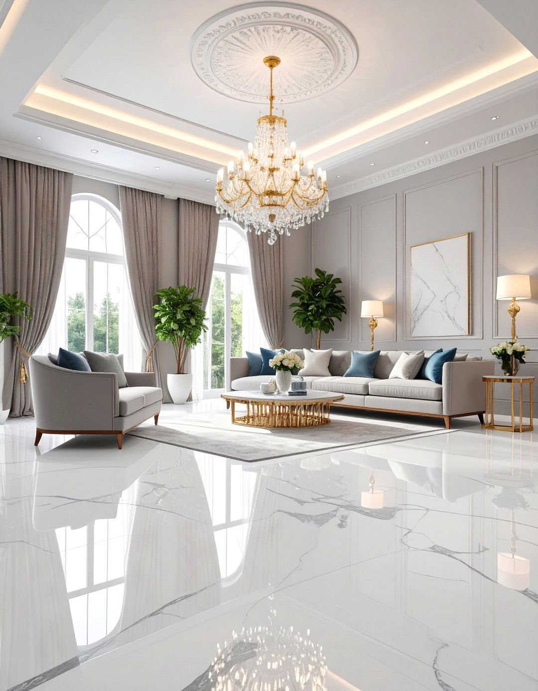 Faux Marble Carrara White Concrete Floor - 25 Indoor Concrete Floor Paint Ideas
