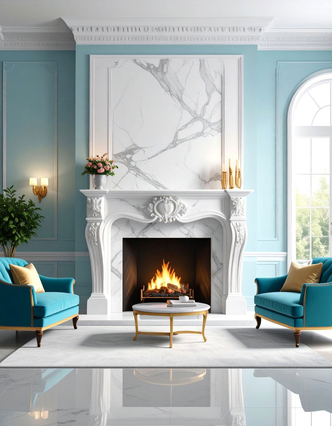 Faux Marble Fireplace with Luxurious Appeal - 25 Fireplace Paint Ideas