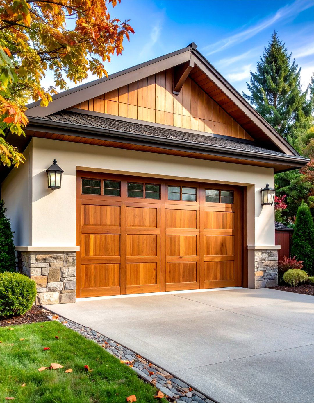 Faux Wood Grain Rustic Charm - 25 Garage Door Paint Ideas