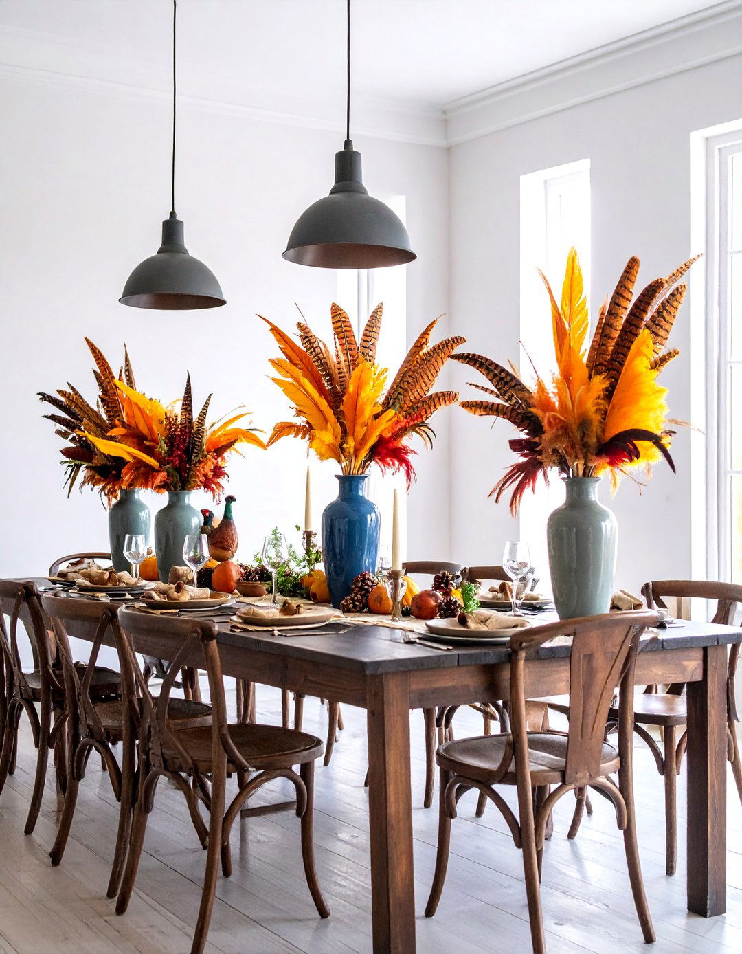 Feathers and Pheasant Autumn Elegance - 25 thanksgiving table decor ideas
