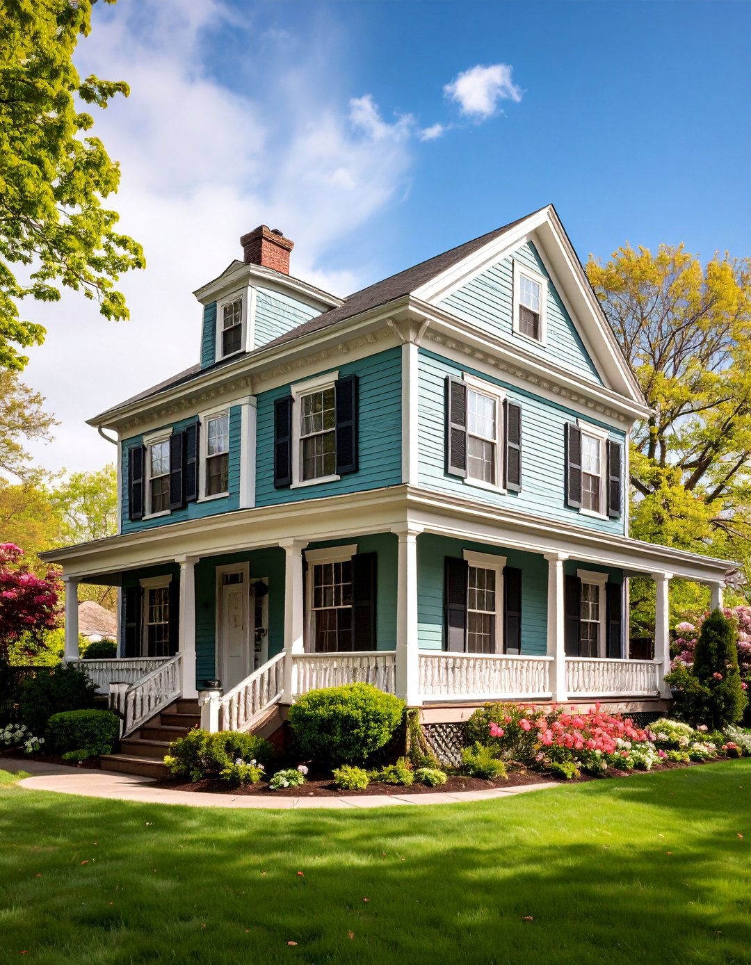 Federal Style with Black Historic Details - 25 Sage Green House With Black Door