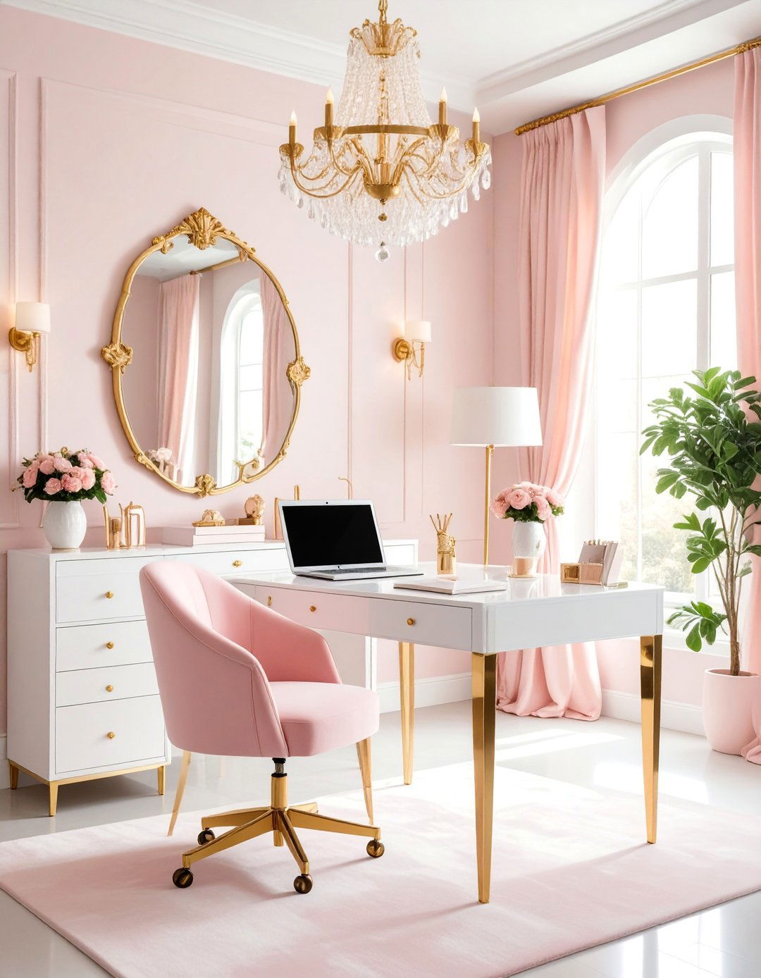 Feminine Glam Office Space - 25 Modern Home Office Ideas
