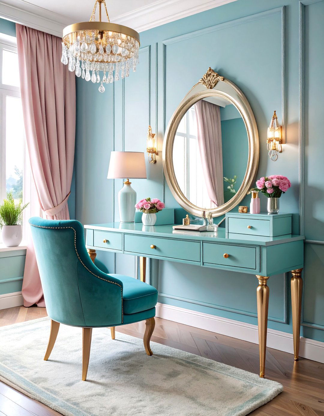 Feminine Glam Vanity Office - 25 Small Home Office Ideas