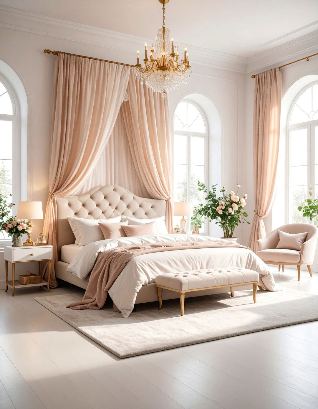 Feminine Loft Bedroom with Soft Romantic Details - 25 Loft Bedroom Ideas