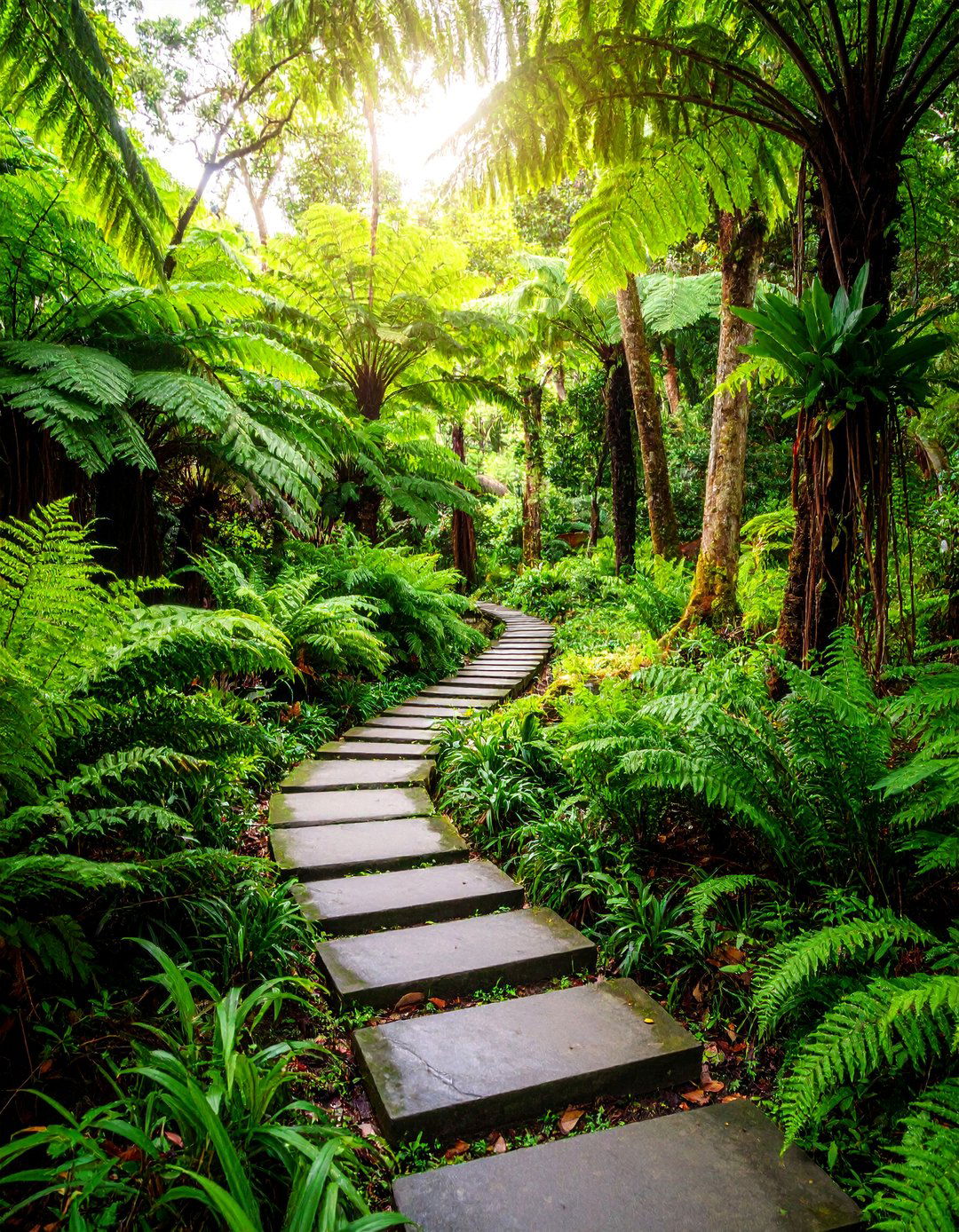 Fern Grotto with Natural Stone Pathways - 25 Tropical Pool Landscaping Ideas