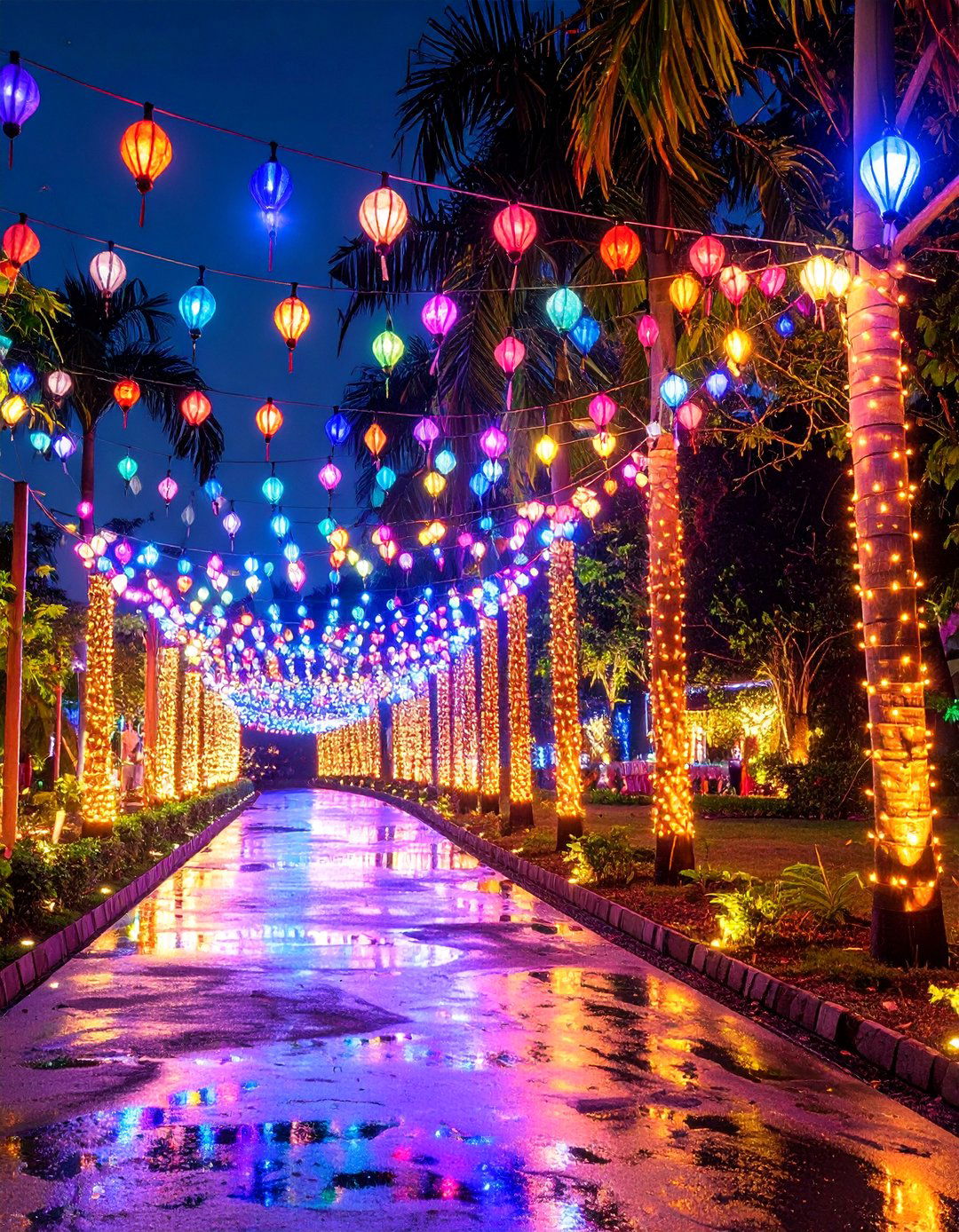 Festival Entertainment Area with Dynamic Color Systems - 25 Landscape Lighting Ideas