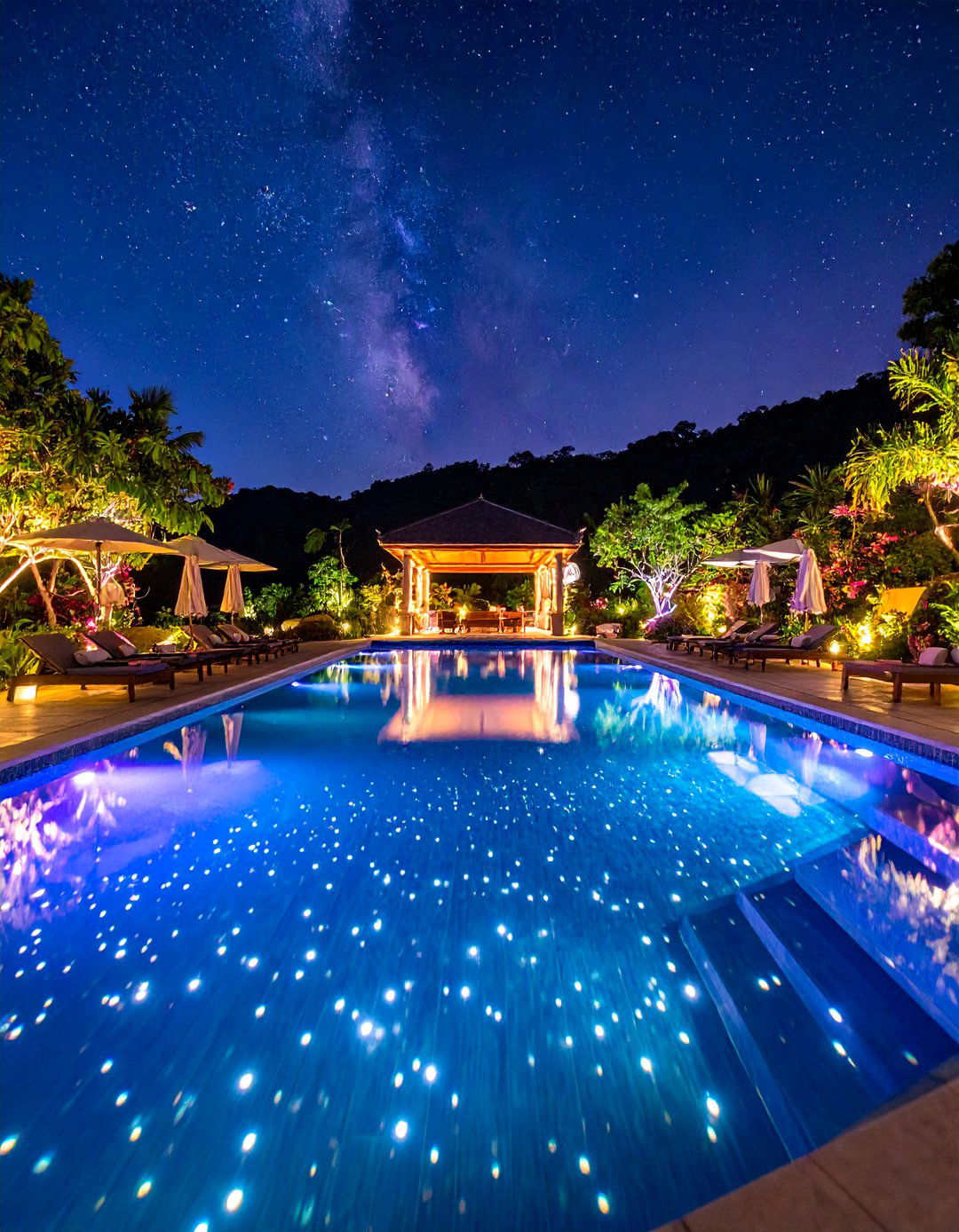 Fiber Optic Pool Lighting with Starfield Effects - 25 Pool Lighting Ideas