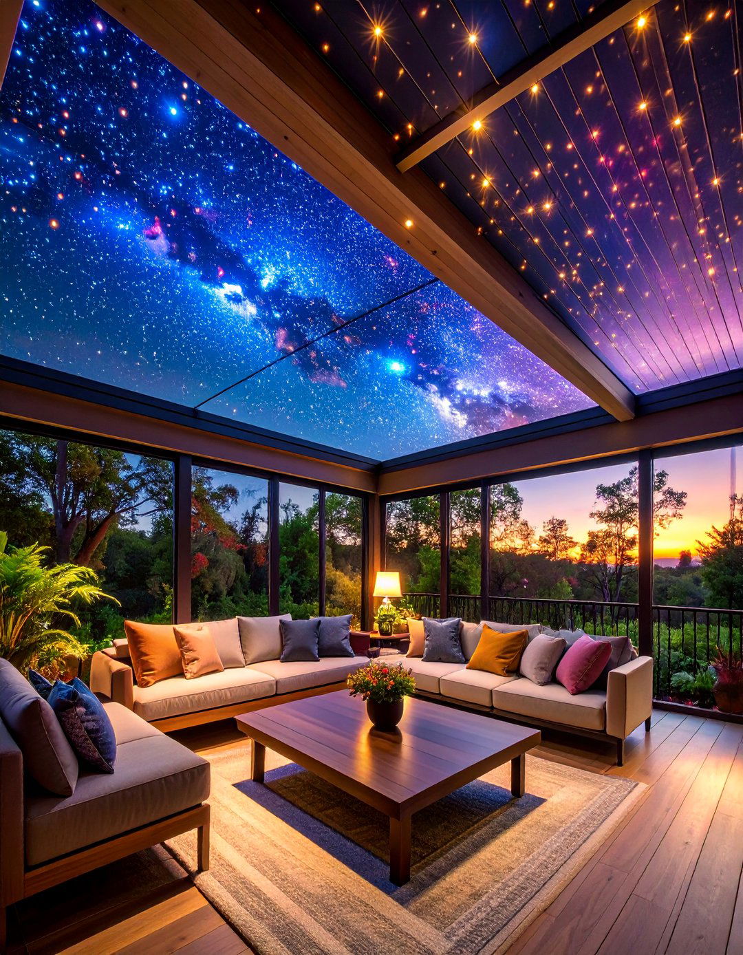 Fiber Optic Sunroom Ceiling with Starlight Effects - 25 Sunroom Ceiling Ideas