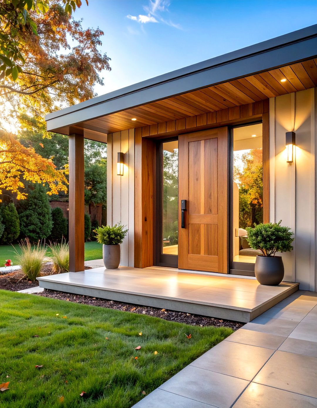 Fiberglass Door with Wood Grain Texture - 25 Farmhouse Front Door Ideas