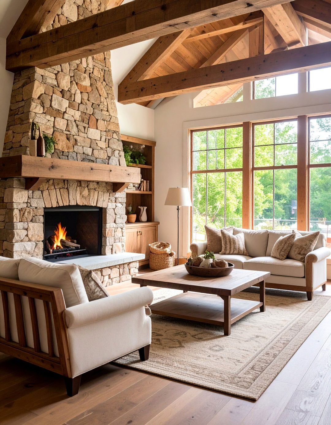Fieldstone Farmhouse Statement Fireplace - 25 Stone Fireplace Ideas
