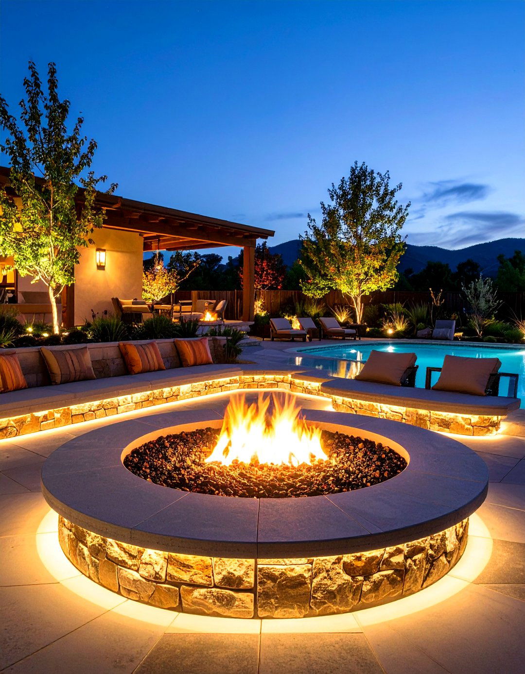 Fire Bowl Lighting with Integrated LED Accents - 25 Garden Lighting Ideas