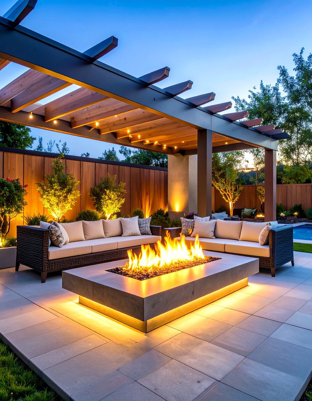 Fire Feature Pergola with Year Round Appeal - 25 Small Patio Pergola Ideas