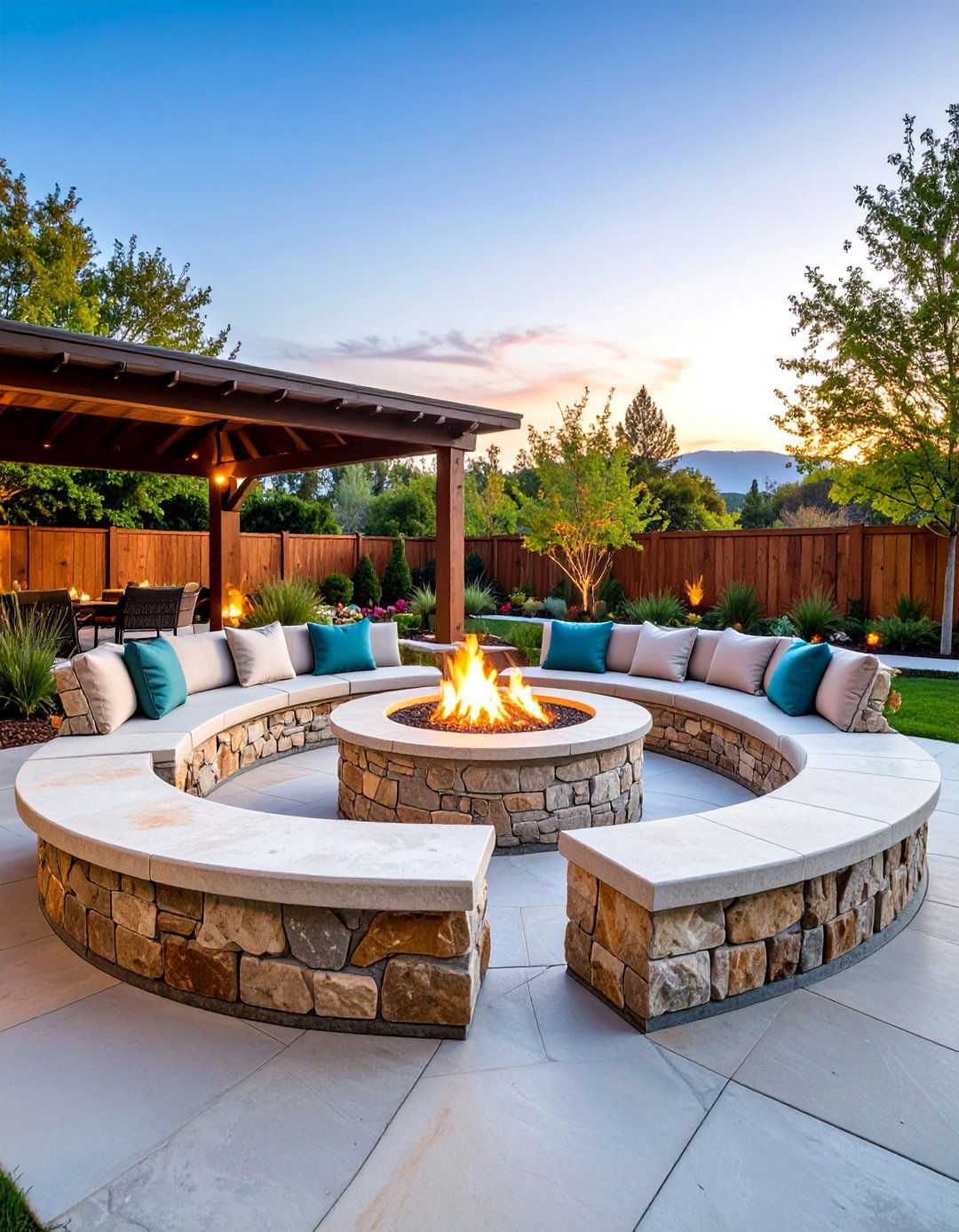 Fire Pit Bench Seating with Heat Distribution - 25 Outdoor Seating Ideas