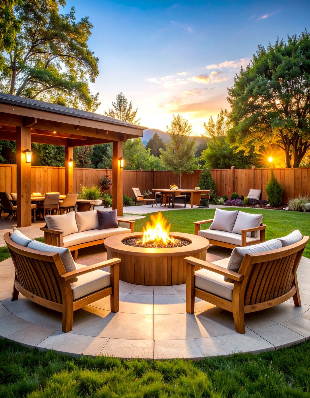 Fire Pit Conversation Circle with Curved Benches - 25 Garden Furniture Ideas