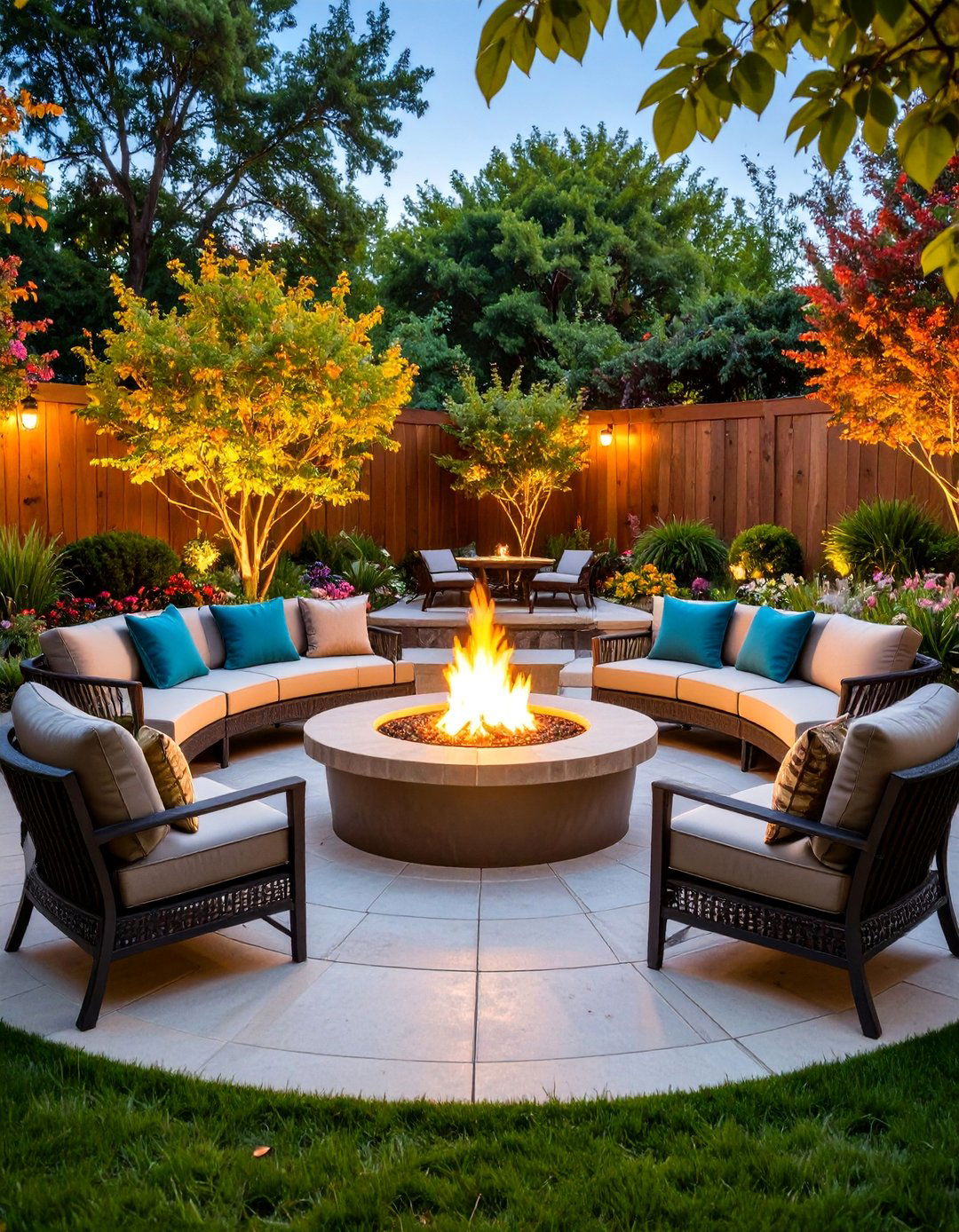 Fire Pit Garden Patio with Gathering Spaces - 25 Patio Garden Ideas