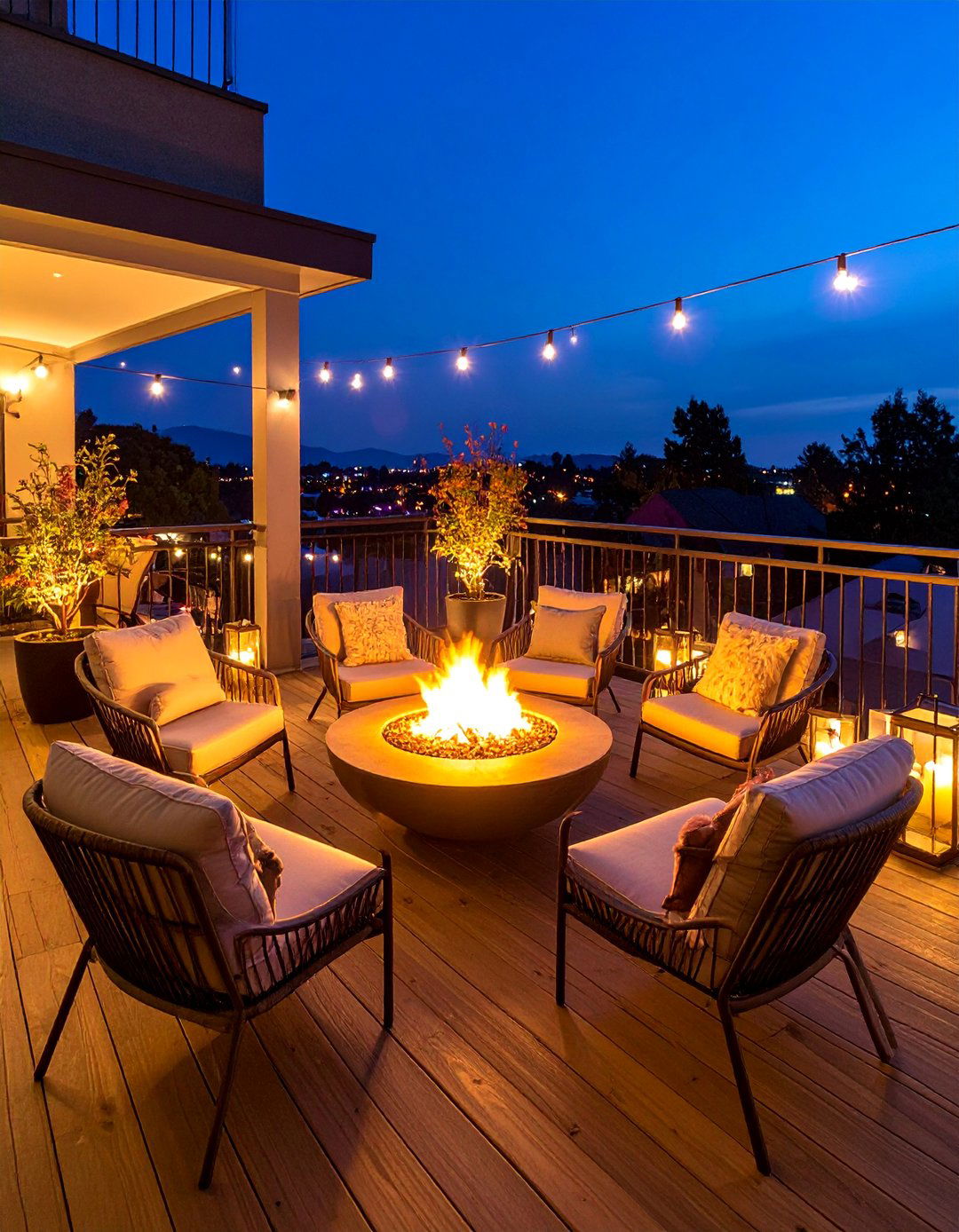Fire Pit Gathering Space with Warmth and Community - 25 Balcony Deck Ideas