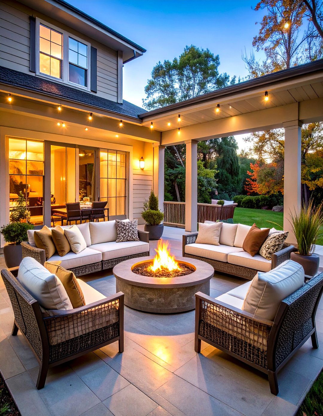 Fire Pit Lounge Back Porch with Conversation Seating - 25 Back Porch Ideas