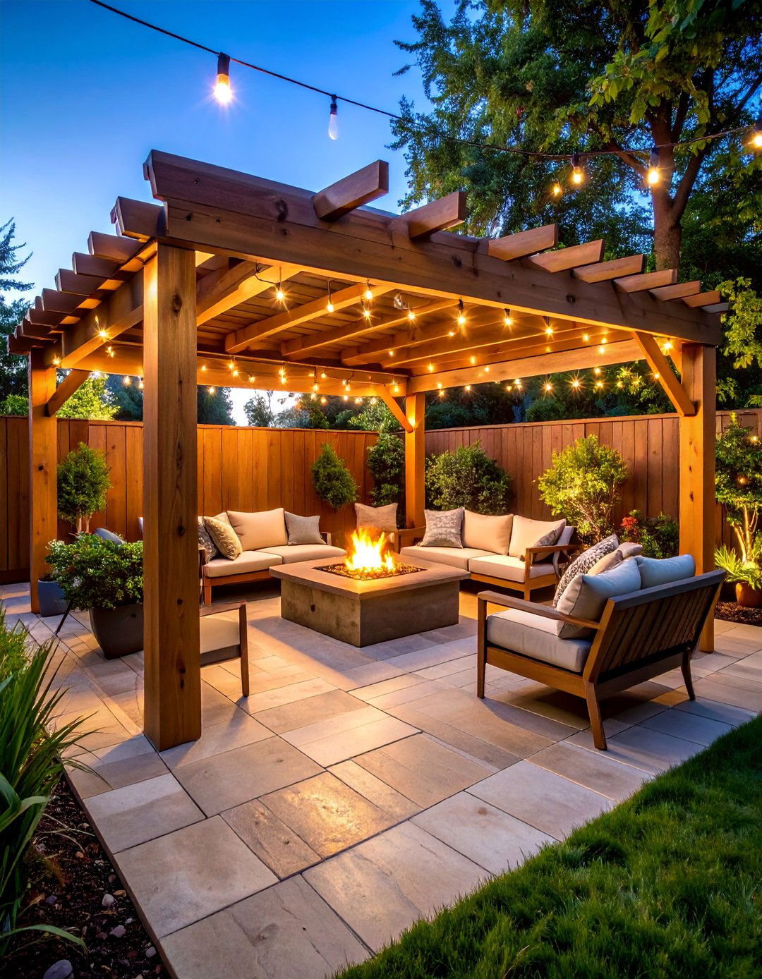 Fire Pit Pergola Entertainment Area - 25 Outdoor Living Space Ideas